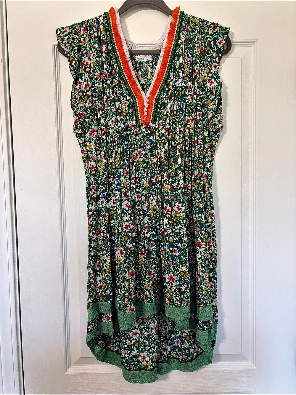 Poupette St Barth Floral Mini Dress in Green Size Small Like New